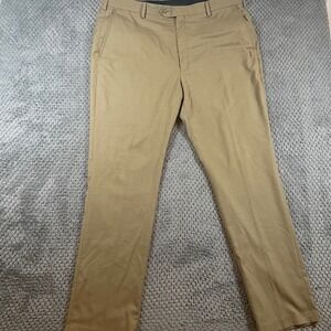 Roundtree & Yorke Travel Smart Men's Straight fit Dress pants Tan 42x34 Classic‎